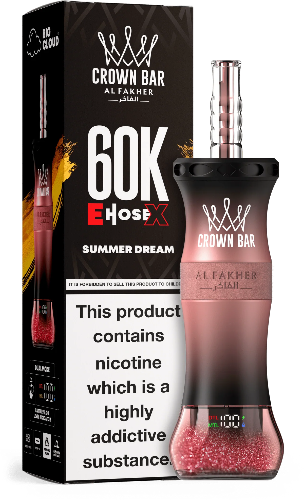 Al Fakher E Hose X 60000 Puffs Crown Bar Hookah Disposable Vape 6MG - Image 5