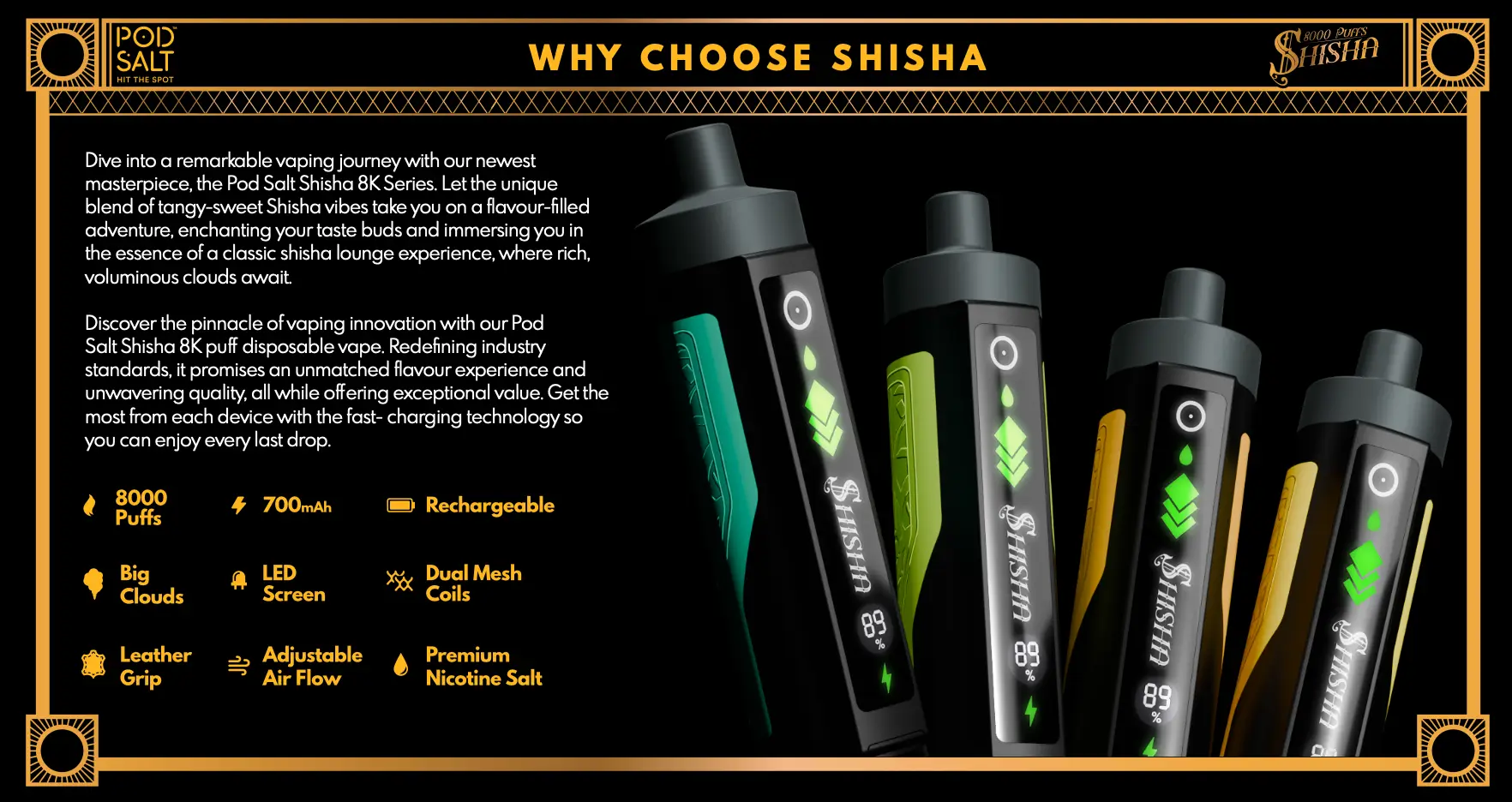 POD SALT SHISHA DISPOSABLE 3MG 8000 PUFFS - Image 8